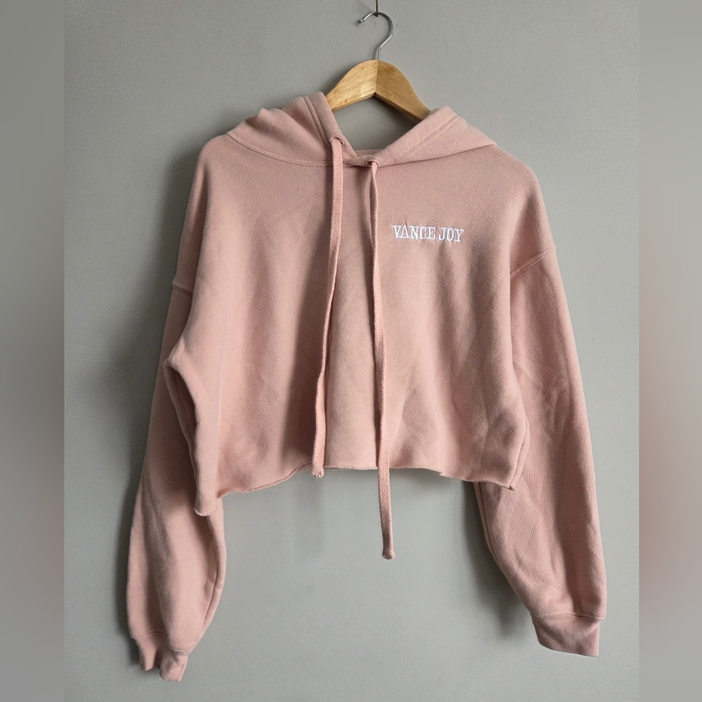 Vance Joy Bella Canvas Pink Fleece Crop Hoodie Sweatshirt Casual M